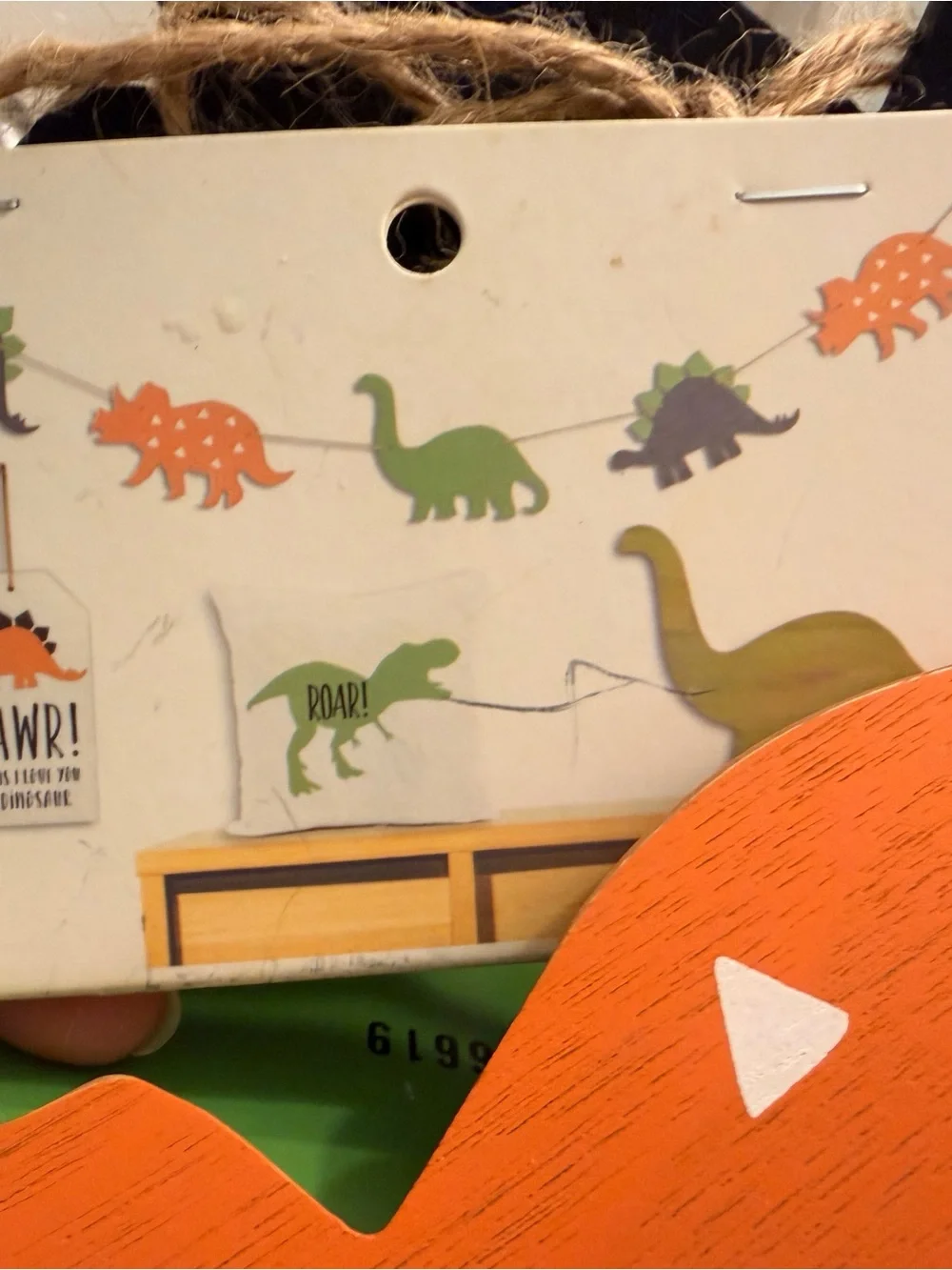 Dinosaur Party Garland Banner - Orange, Green, Black